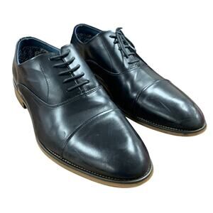 Bruno Marc Mens 10.5W Wide Black Faux Leather Lace Up Oxford Formal Shoes